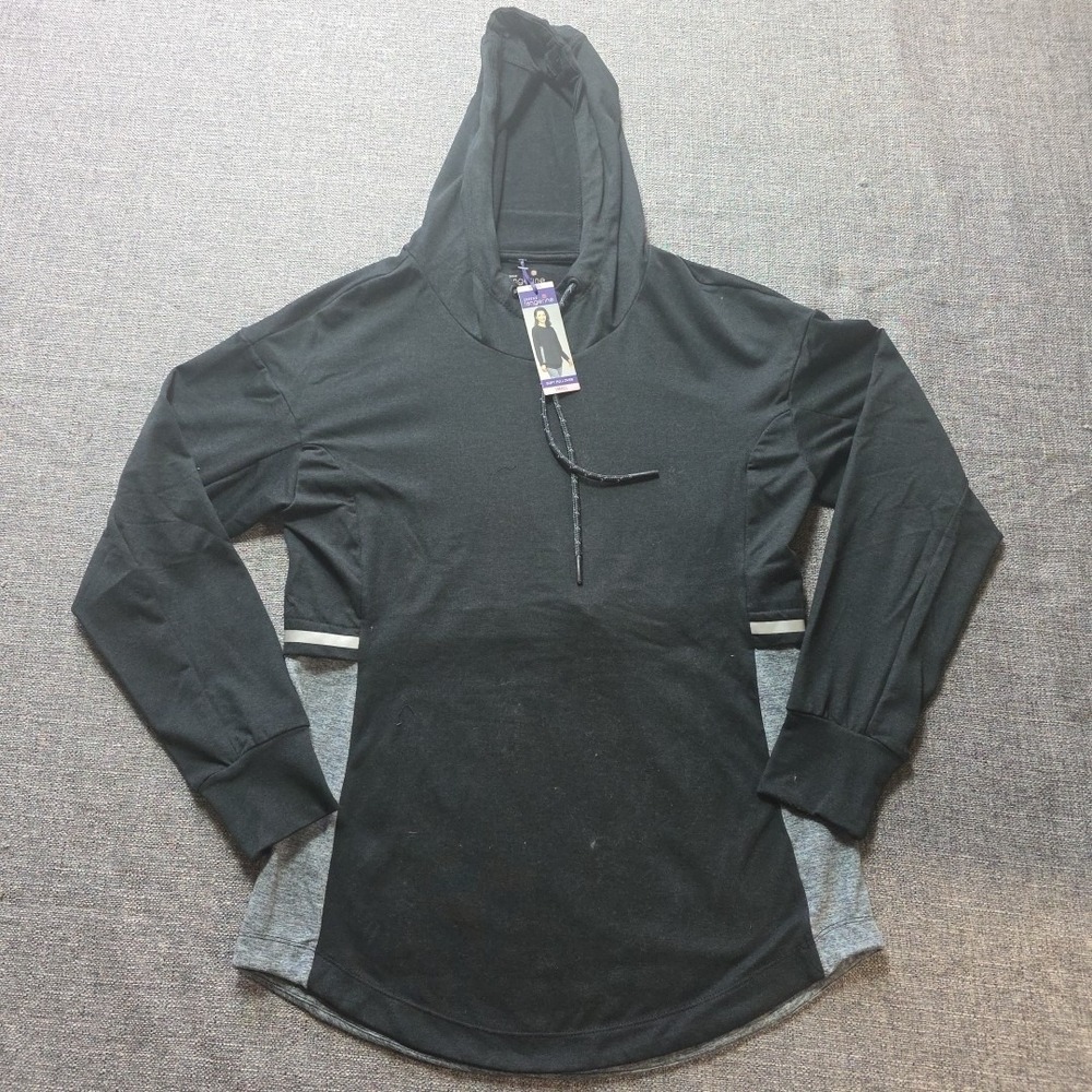 Serene Tangerine Hoodie Soft Pullover Size S Black Grey Double Sweatshirt NEW